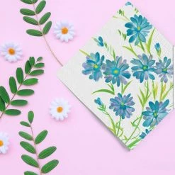 Nicole Collection Elegant Napkins Blue Floral Lunch Napkins