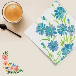 Nicole Collection Elegant Napkins Blue Floral Lunch Napkins