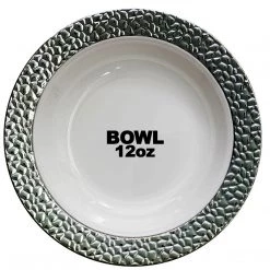 Decorline Hammered Collection Soup Bowls White Silver 12 Oz