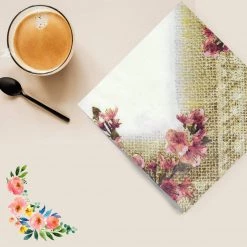 Hanna K Signature SALE Burlap Blossom Lunch Napkins 40 Count Clearance Sale