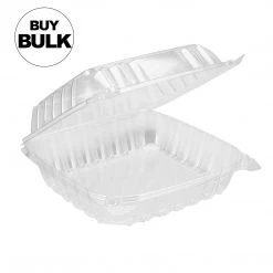 Salad Containers DART 8" X 8" X 3" Square Clear Plastic Hinged Deli Container