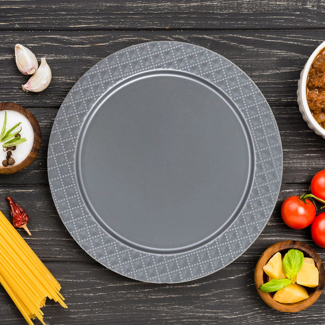 Decorline Elegant Chargers Charger Diamond Design Plates Silver 13" 2CT 2 Decorline Elegant Chargers Charger Diamond Design Plates Silver 13" 2CT