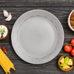 Decorline Charger Hammered Design Plates Silver 13" 2CT Elegant Chargers