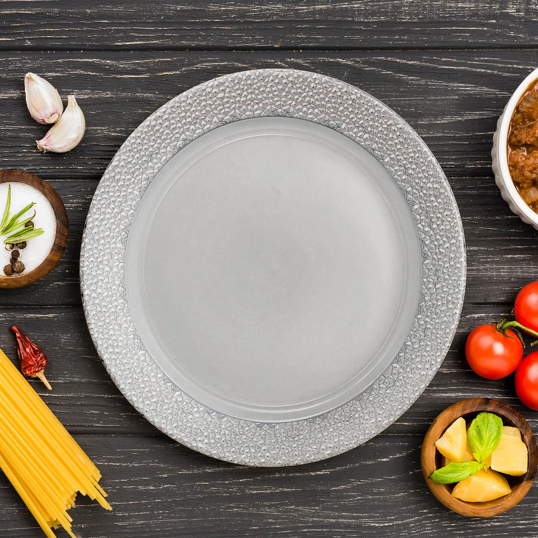 Decorline Charger Hammered Design Plates Silver 13" 2CT Elegant Chargers 2 Decorline Charger Hammered Design Plates Silver 13" 2CT Elegant Chargers