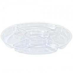 Party Dimensions Clear 5 Compartment 12" Plastic Platter Trays / Platters