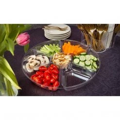 Party Dimensions Clear 5 Compartment 12" Plastic Platter Trays / Platters
