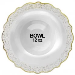 Decorline Confetti Collections Soup Bowls White Gold 12 Oz Elegant Plates