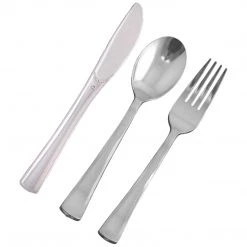 Decorline Orchid Collection Dinner Plate White & Silver Tableware Package