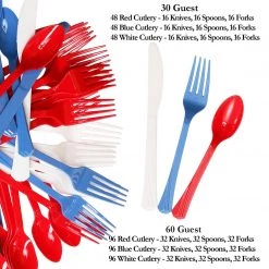 Nicole Fantini Collection American Flag Themed Red White And Blue Disposable Party Plastic Plates Sets