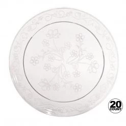 Hanna K D'Vine Plastic Dinner Plate Heavyweight Clear 10" Elegant Plates