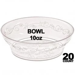 Hanna K Elegant Plates D'Vine Plastic Soup Bowl Heavyweight Clear 10 Oz