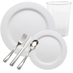 Decorline Clearance Sale SALE Hammered Collections Dinner Plate White White 10.25" 10 Count