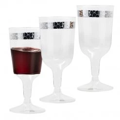 Decorline Clearance Sale SALE Hammered Collection Plastic Wine Cups Silver 10 Oz 10 Count