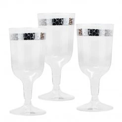 Decorline Clearance Sale SALE Hammered Collection Plastic Wine Cups Silver 10 Oz 10 Count
