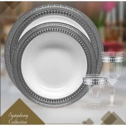 Decorline Clearance Sale SALE Symphony Collection Salad Dessert Plates White Silver 7" 10Ct 11 Decorline Clearance Sale SALE Symphony Collection Salad Dessert Plates White Silver 7
