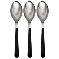 Decorline SALE Duo Fancy Handle Plastic Cutlery Spoons Silver Black Light Weight 20PK