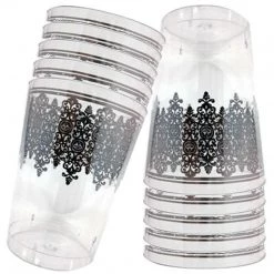 Decorline Clearance Sale SALE Ornament Crystal Tumblers Clear Silver 10 Oz 10count