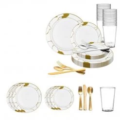 Decorline Clearance Sale SALE Marble Collections Dinner Plate White & Gold 10.25