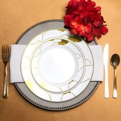 Decorline Clearance Sale SALE Marble Collections Dinner Plate White & Gold 10.25