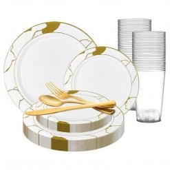 Decorline SALE Marble Collections Dinner Plate White & Gold 7.5" 10 Count 8 Decorline SALE Marble Collections Dinner Plate White & Gold 7.5