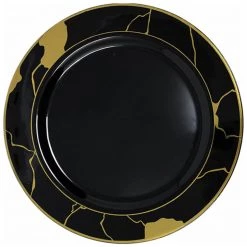 Decorline Clearance Sale SALE Marble Collections Dinner Plate Black & Gold 10.25" 10 Count