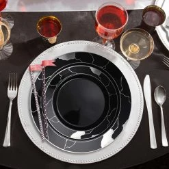 Decorline Clearance Sale SALE Marble Collections Salad Plate Black & Silver 7.5" 10 Count