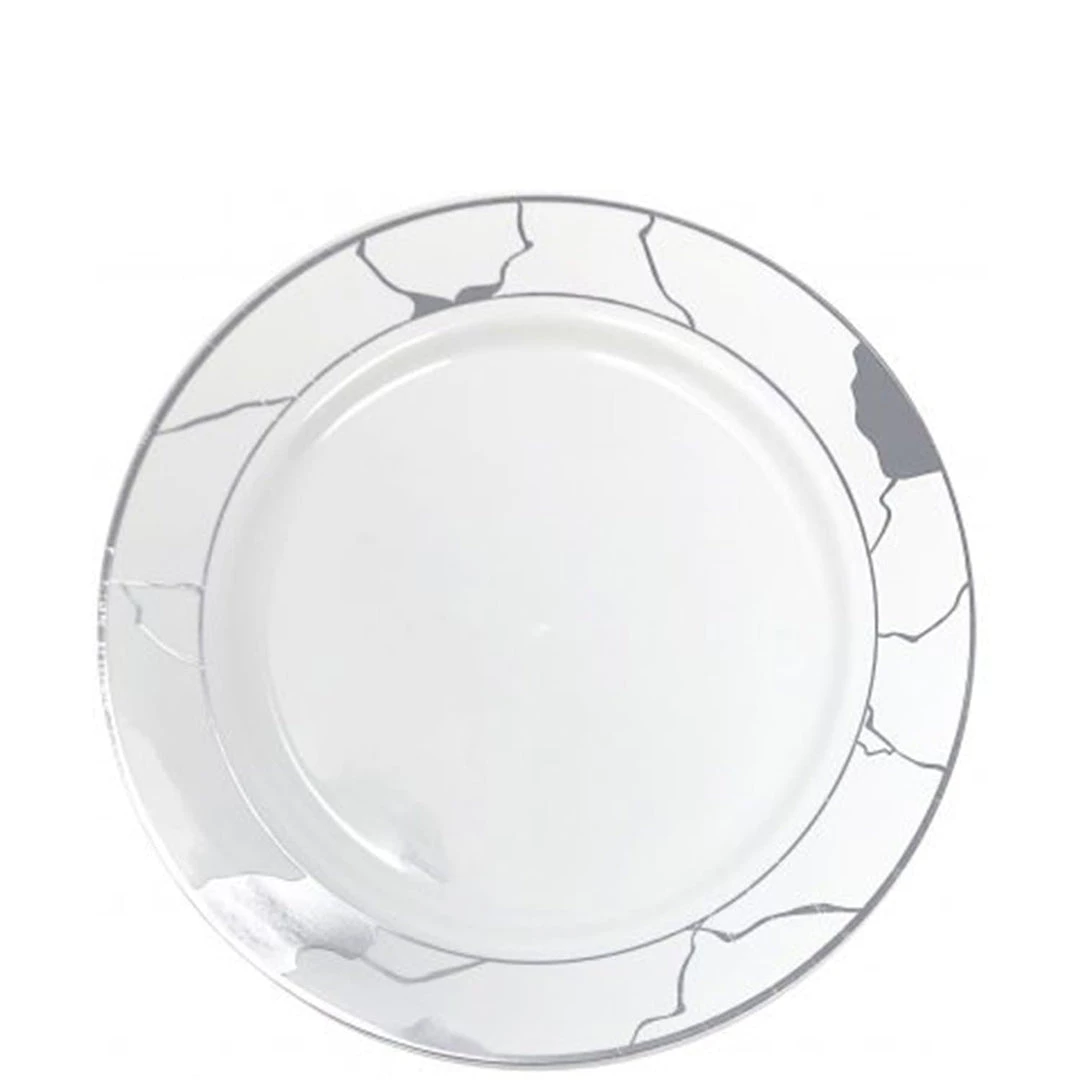 Decorline Clearance Sale SALE Marble Collections Salad Plates White & Silver 7.5" 10 Count 1 Decorline Clearance Sale SALE Marble Collections Salad Plates White & Silver 7.5" 10 Count