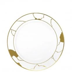 Decorline SALE Marble Collections Dinner Plate White & Gold 7.5" 10 Count