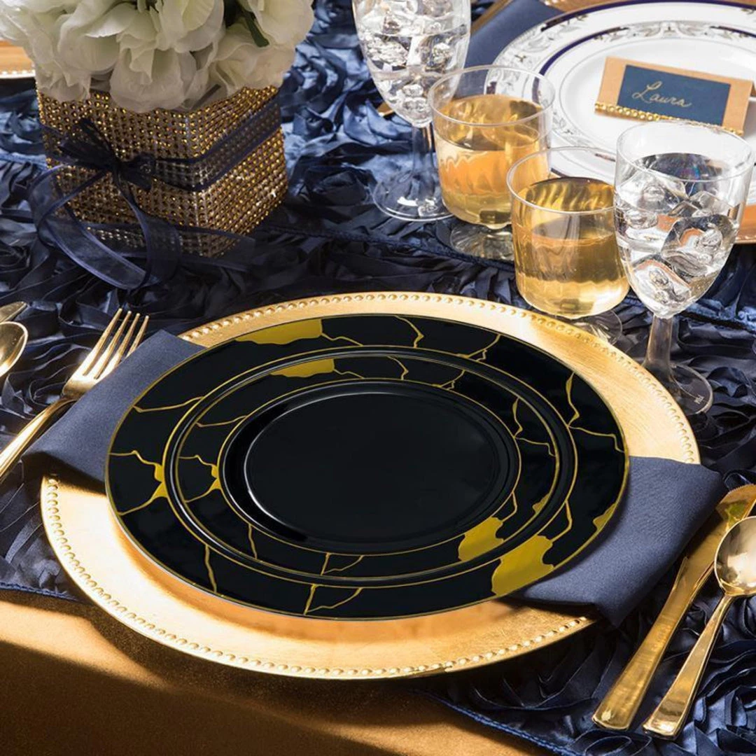 Decorline SALE Marble Collections Salad Plate Black & Gold 7.5" 10 Count Clearance Sale 2 Decorline SALE Marble Collections Salad Plate Black & Gold 7.5" 10 Count Clearance Sale