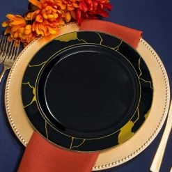 Decorline Clearance Sale SALE Marble Collections Dinner Plate Black & Gold 10.25