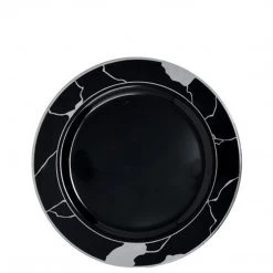 Decorline Clearance Sale SALE Marble Collections Salad Plate Black & Silver 7.5" 10 Count