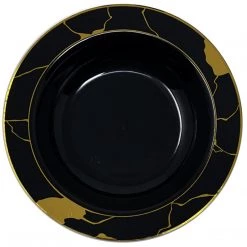Decorline SALE Marble Collection Plastic Soup Bowls Black & Gold 12 OZ 10 Count Clearance Sale