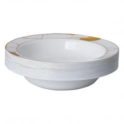 Decorline SALE Marble Collection Plastic Soup Bowls White & Gold 12 OZ 10 Count