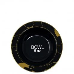 Decorline SALE Marble Collection Plastic Dessert Bowls Black & Gold 5 OZ 10 Count Clearance Sale
