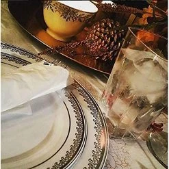 Decorline SALE Prestige Collection Plastic Dinner Plates Gold Cream 7.25" 10 Count