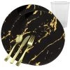Decorline Elegant Party Sets Gold Stroke Black Dinner Plates Tableware Package
