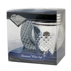 Decorline Decor Diamond Wine Kiddush / Kiddish Cup And Saucers Silver 5 Oz
