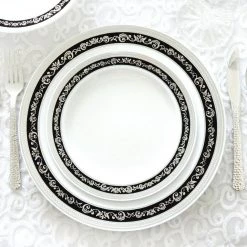 Decorline SALE Royal Collection Ornament Plastic Dessert Bowls Black Silver 5 Oz 10 Count
