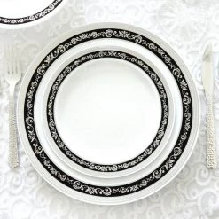 Decorline SALE Royal Collection Plastic Dinner Plates Silver Black 7