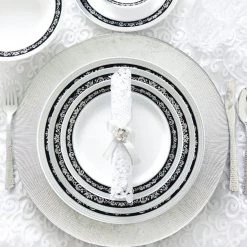 Decorline SALE Royal Collection Ornament Plastic Dessert Bowls Black Silver 5 Oz 10 Count