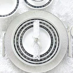 Decorline SALE Royal Collection Plastic Dinner Plates Silver Black 7