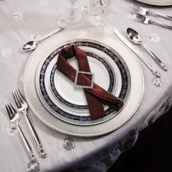 Decorline SALE Royal Collection Plastic Dinner Plates Silver Black 7" 10Count Clearance Sale