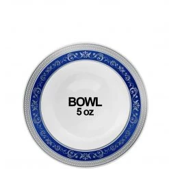 OnlyOneStopShop SALE Royal Collection Ornament Plastic Dessert Bowls Blue Silver 5 Oz 10 Count Clearance Sale