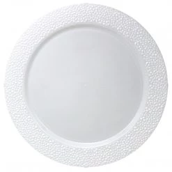 Decorline Elegant Chargers Charger Hammered Design Plates White 13" 2CT