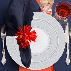 Decorline Charger Diamond Design Plates White 13" 2CT Elegant Chargers