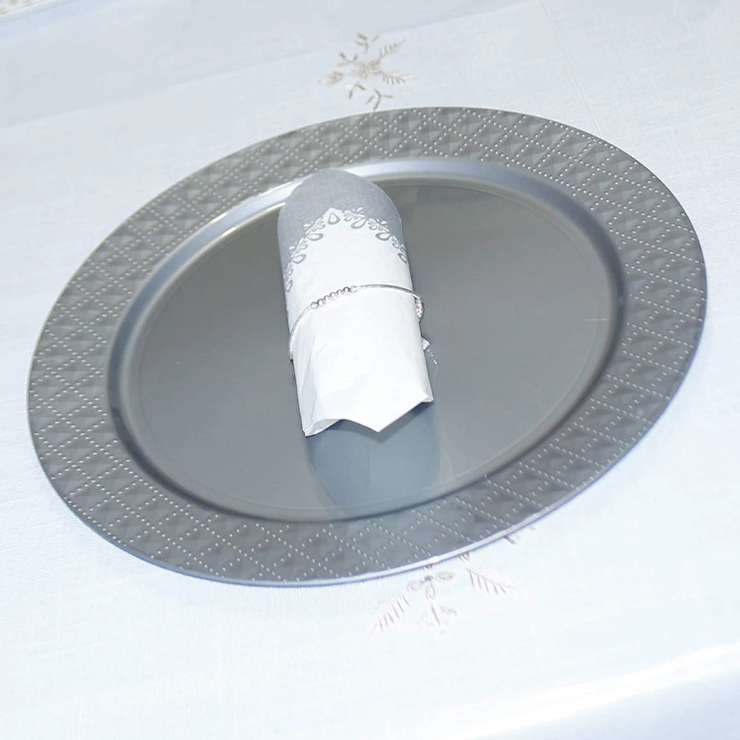 Decorline Elegant Chargers Charger Diamond Design Plates Silver 13" 2CT 3 Decorline Elegant Chargers Charger Diamond Design Plates Silver 13" 2CT