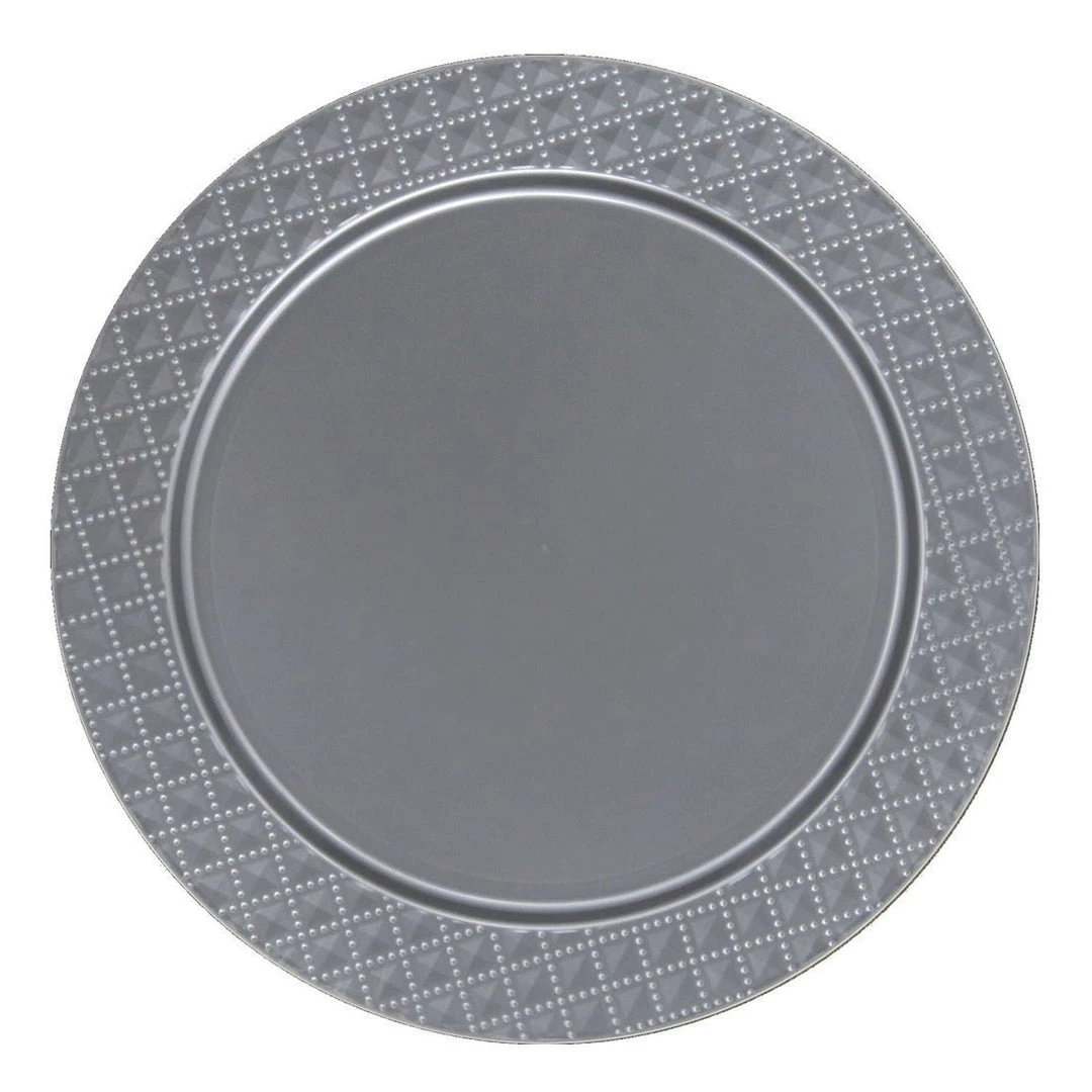 Decorline Elegant Chargers Charger Diamond Design Plates Silver 13" 2CT 1 Decorline Elegant Chargers Charger Diamond Design Plates Silver 13" 2CT