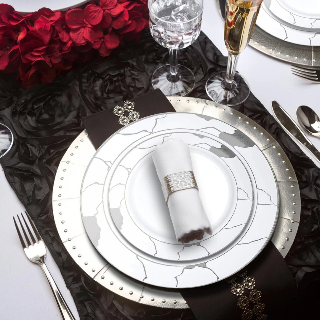 Decorline SALE Marble Collections Dinner Plate White & Silver 10.25" 10 Count 5 Decorline SALE Marble Collections Dinner Plate White & Silver 10.25" 10 Count