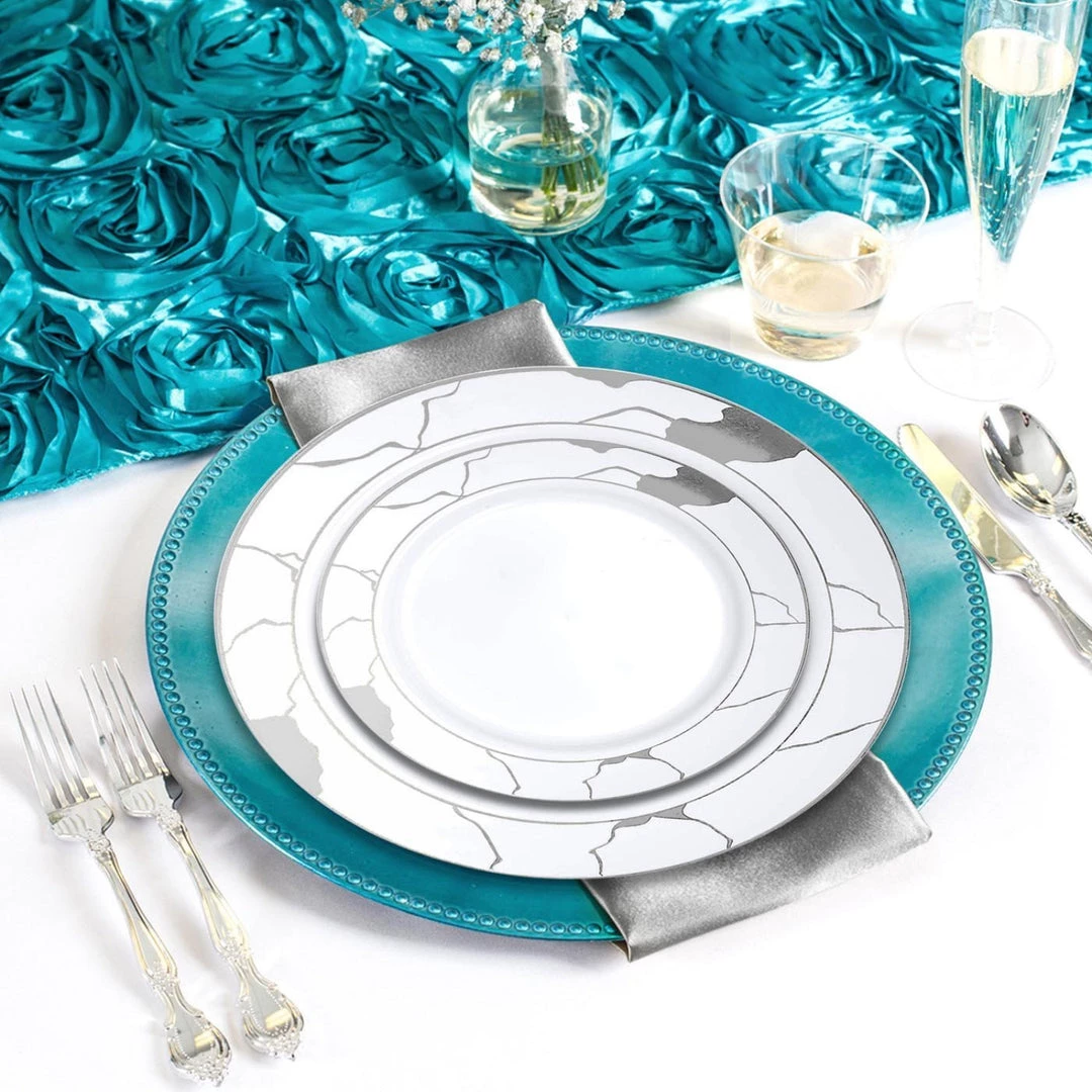 Decorline SALE Marble Collections Dinner Plate White & Silver 10.25" 10 Count 2 Decorline SALE Marble Collections Dinner Plate White & Silver 10.25" 10 Count