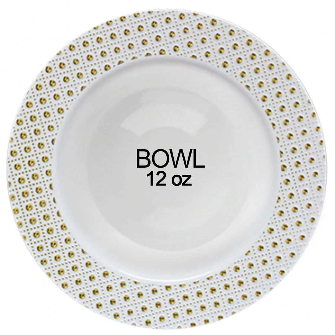Decorline Clearance Sale SALE Sphere Collection Elegant Plastic Soup Bowls White & Gold 12 OZ 10 Count 1 Decorline Clearance Sale SALE Sphere Collection Elegant Plastic Soup Bowls White & Gold 12 OZ 10 Count